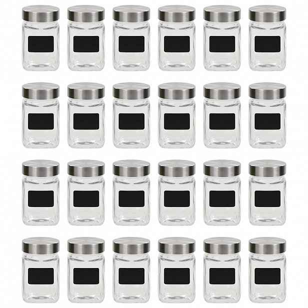 vidaXL Dózy na potraviny s etiketou 24 ks 300 ml