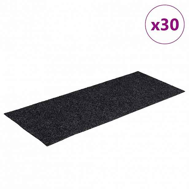 vidaXL Schodové rohože samolepicí 30 ks 60 x 25 cm tmavě šedé obdélníkové
