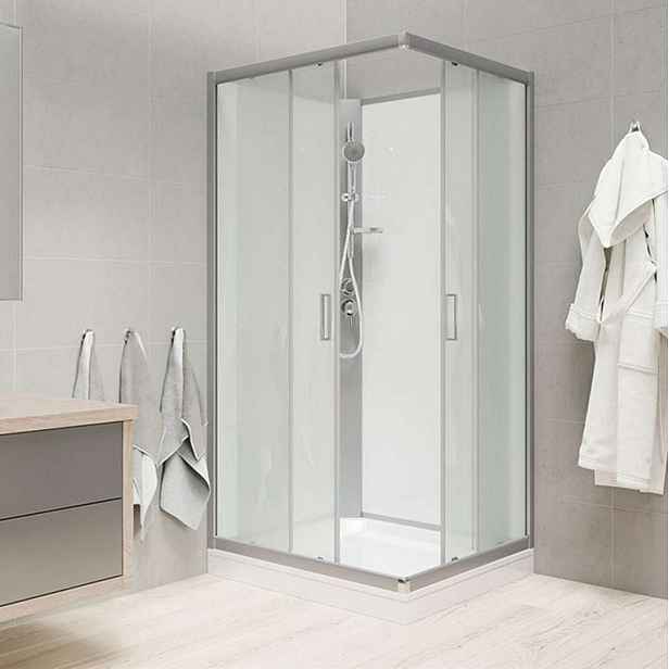 Mereo - Sprchový box 90x90 cm, bez stříšky, satin/bílá/sklo Point CK34122KMW