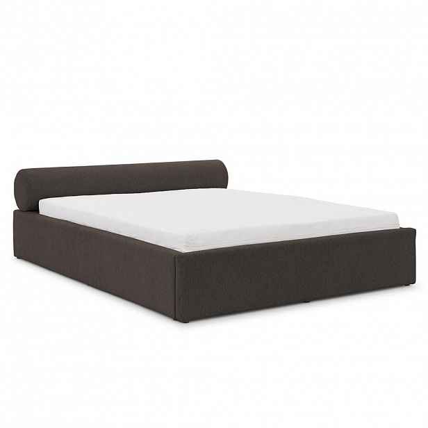 S-Style ČALOUNĚNÁ POSTEL 180/200 cm Josy v designovém vzhledu s úložným prostorem a lamelovým roštem, v antracitové chenille látce