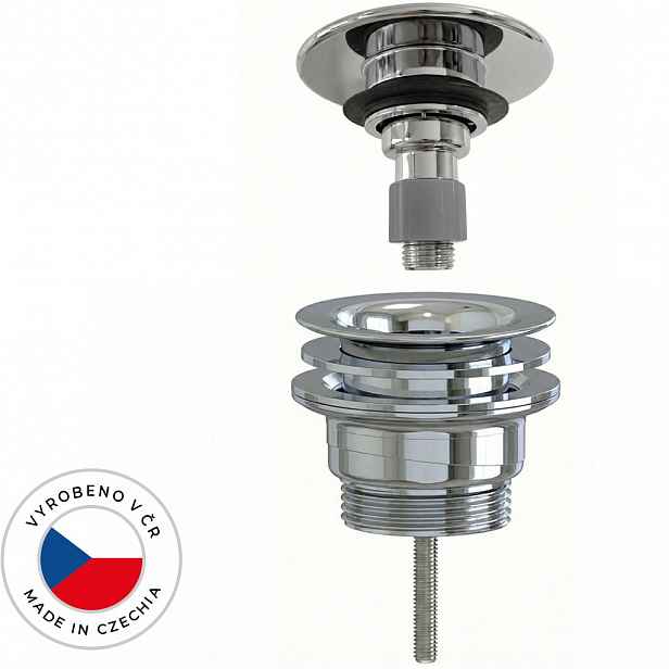 Umyvadlová výpusť - 5/4“ click-clack - univerzální - neuzavíratelná - plast - chrom