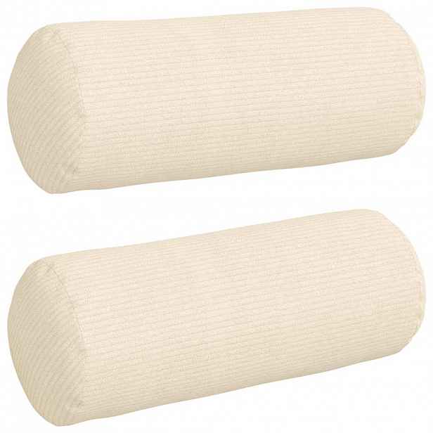 vidaXL Polštáře 2 pcs Krémová Ø 15 x 40 cm Žebrovaná látka