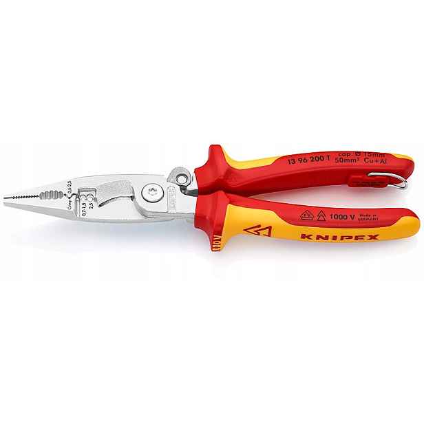 6-ti funkční kleště s aretací a úchytem, Vde, Knipex [13 96 200 T]