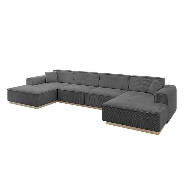 ALTDECOR SEDACÍ SOUPRAVA ve tvaru U IREA-U2 386x165x80 Tmavě šedá Manšestr