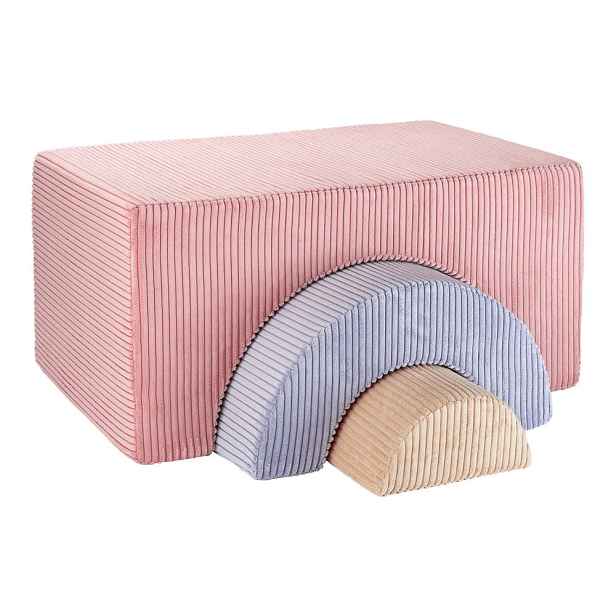 Růžové manšestrové pěnové hřiště 75x49x37 cm Rainbow Montessori – Wigiwama