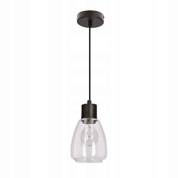 Samostatná závěsná lampa černá na závěsném lanku s průhledným krytem