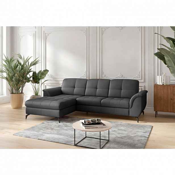 Sit & More ROHOVÁ SEDAČKA, textil, kůže, černá