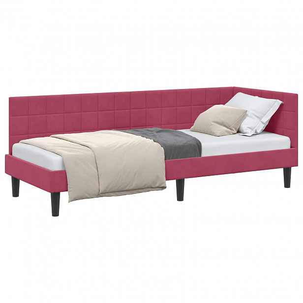 vidaXL Rohový rám postele Víno Červené 80 x 200 cm samet