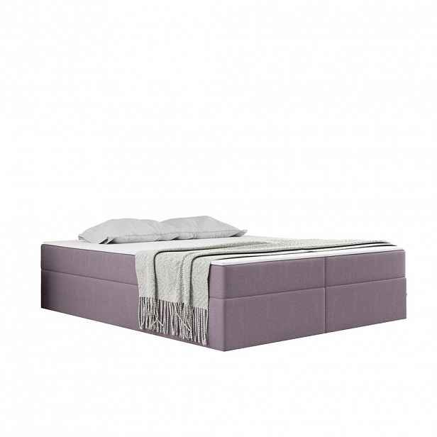 Kaiser Möbel KONTINENTÁLNÍ POSTEL s úložným prostorem, matrací a topperem Ruben Fialová 200x200 cm H2-Pocket