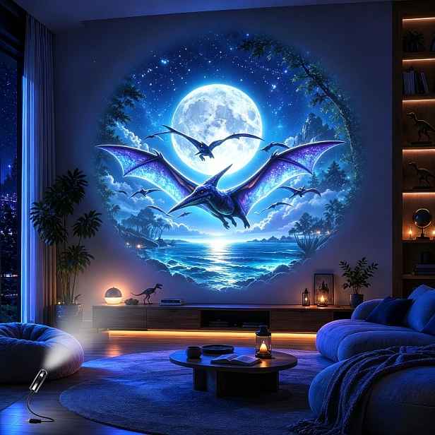 TEMU Projekční lampa s dinosaury, Rex, Pterodaktyl atd., LED ambientní noční světlo s fantasy dinosaurů, vhodné pro dekoraci ložnice, noční stolek,
