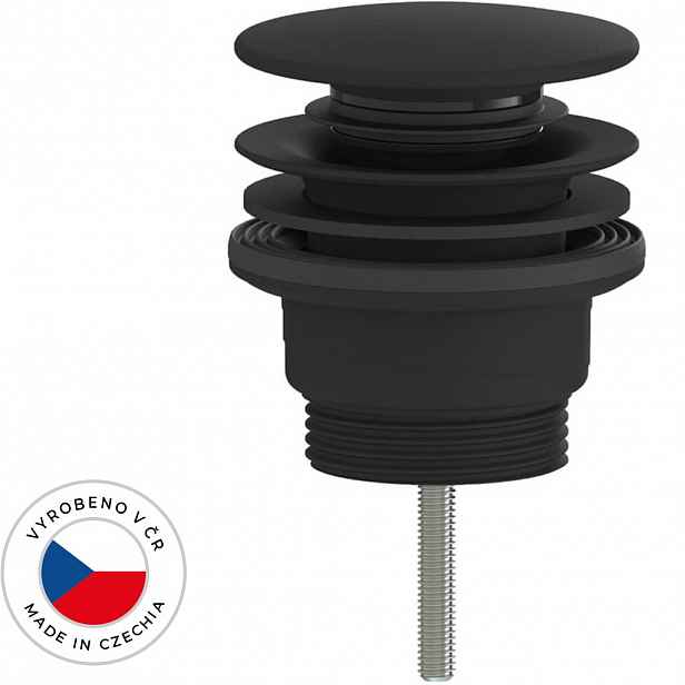 Umyvadlová výpusť - 5/4“ click-clack - univerzální - plast  - černá matná