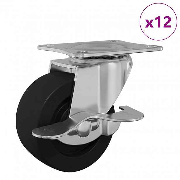 vidaXL Kolečko 12 ks Černo-stříbrný 50,7 x 50,7 x 24,4 mm
