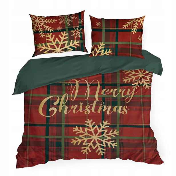 Povlečení Estrella 160x200 červená zelená Merry Christmas