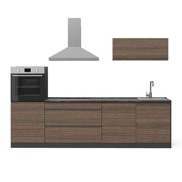 Vicco KUCHYŇSKÝ KOUT R-Line, Tabákový ořech/Antracit, 280 cm pracovní deska Bílá