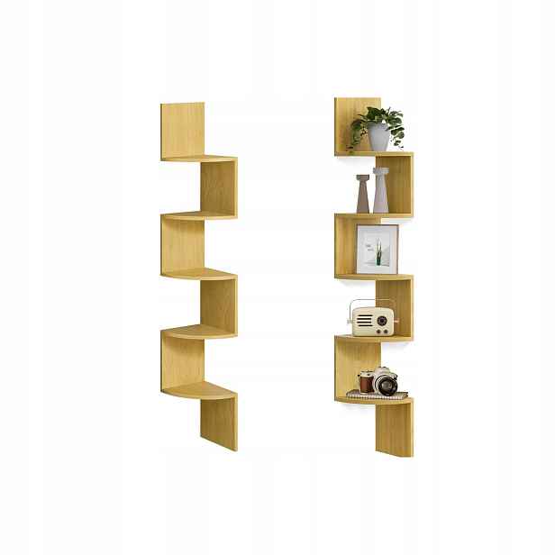 Rohový regál Dub Blesk Plovoucí 5 Polic Nástěnný Design Loft Industriální