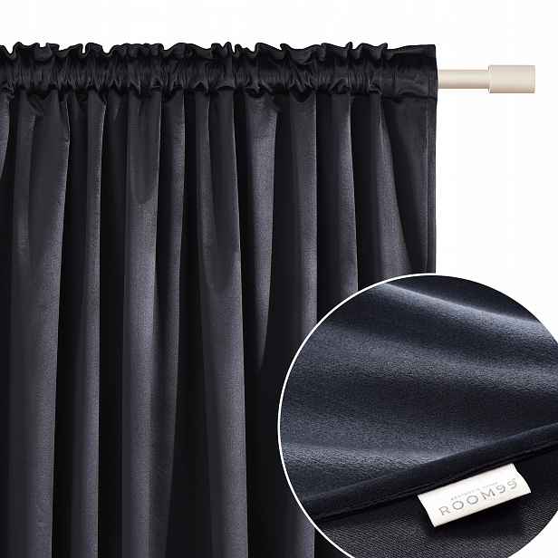 ROOM99 Závěs 180x280 černá elegantní univerzální páska Bianca