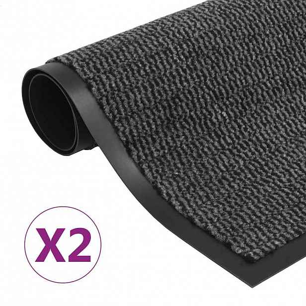 vidaXL Protiprachové rohožky 2 ks obdélníky všívané 60x90 cm antracit
