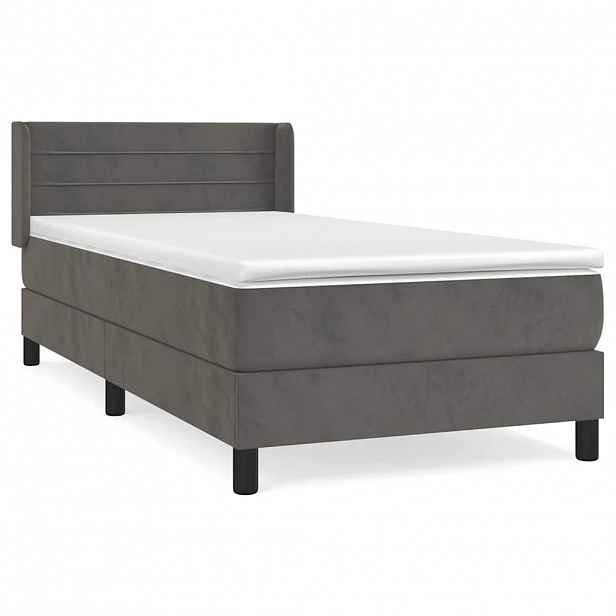 vidaXL Box spring postel s matrací tmavě šedá 90x190 cm samet