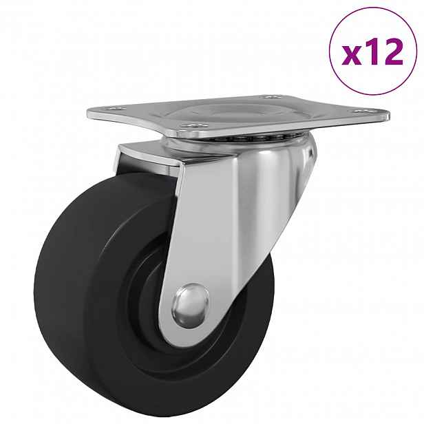 vidaXL Otáčecí kolečko 12 ks Stříbrná 60 x 60 x 50 mm Železo a nylon