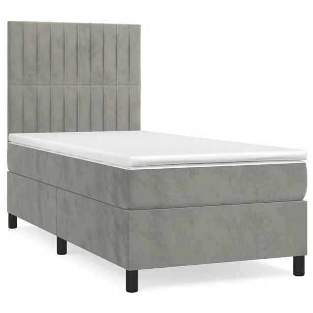 vidaXL Box spring postel s matrací světle šedá 100x200 cm samet