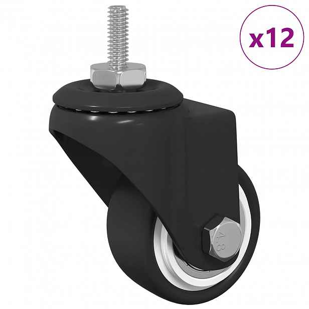 vidaXL Otáčecí kolečko 12 ks Černá 40,4 x 40,4 x 19,7 mm