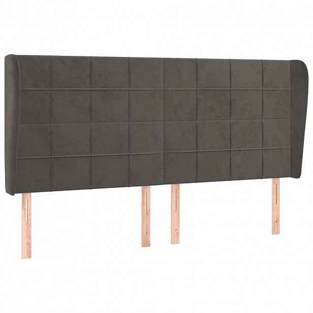 vidaXL Čelo postele typu ušák tmavě šedé 203x23x118/128 cm samet