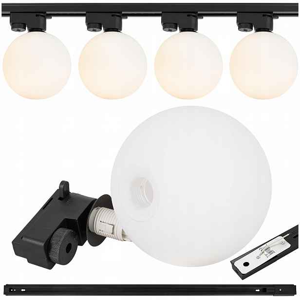 Led kolejnicové osvětlení 1 m svítidlo G9 bílá skleněná koule x4