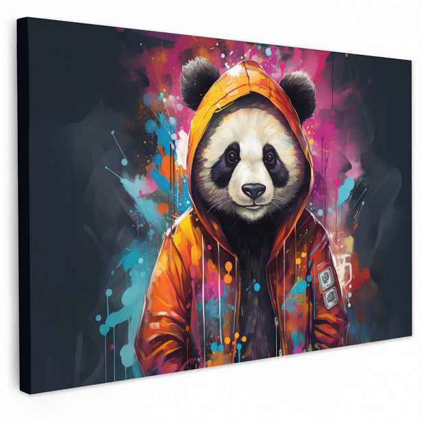 MuchoWow OBRAZ NA PLÁTNĚ Panda - Bunda - Graffiti - Oranžová 60x40 cm