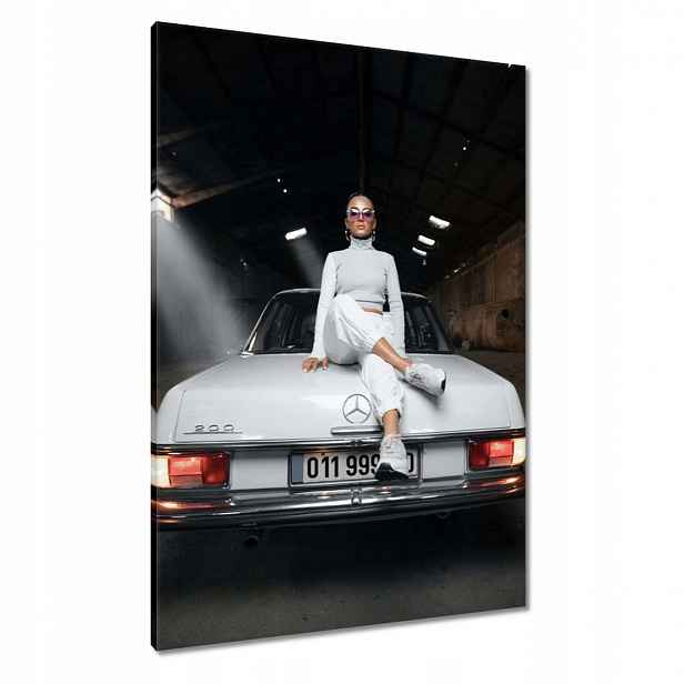 Obrazy 70x100 Bílá klasika Mercedes 200