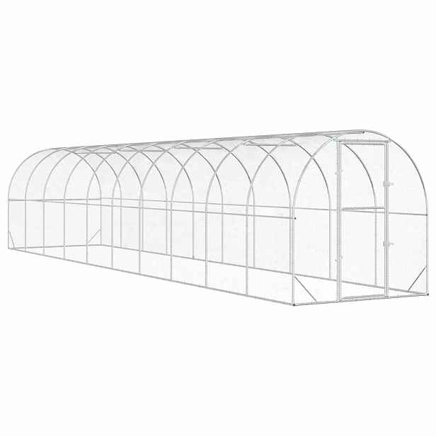 vidaXL Kuřecí kurník Stříbrná 1000 x 200 x 200 cm Pozinkovaná ocel