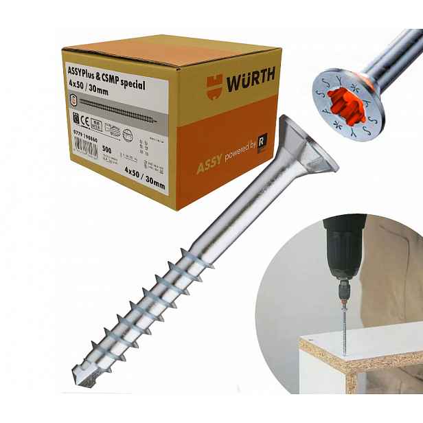 4x50 vruty Assy Plus Wurth konfirmanty na dřevo 500 ks