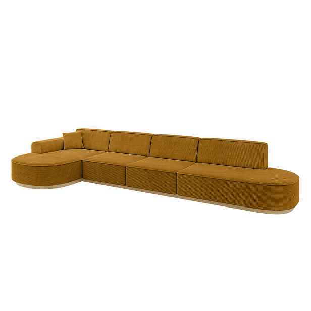 ALTDECOR ROHOVÁ SEDAČKA s otomanem, levá MARI-L3-v2 413x171x83 Hořčicová Manšestr