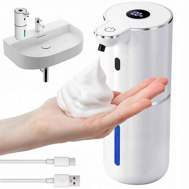 Bezdotykový Dávkovač Tekutého Mýdla 380 ML Automatický Dávkovač Velký Usb-c Ir