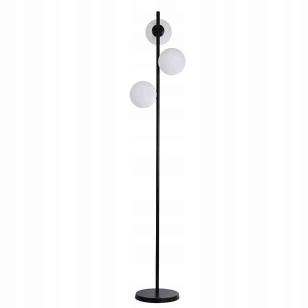 Stojací lampa podlahová černá skleněná bílá koule 3 body 160 cm Light Prestige