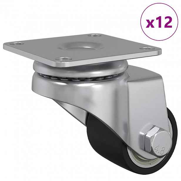 vidaXL Kolečko 12 ks Stříbrná 44,1 x 44,1 x 1,95 mm Nylon