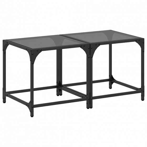 vidaXL Konferenční stolky černá skleněná deska 2 ks 40x40x40 cm ocel