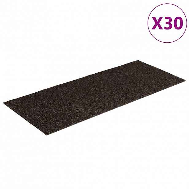 vidaXL Schodové rohože samolepicí 30 ks 60 x 25 cm tmavě hnědé obdélníkové