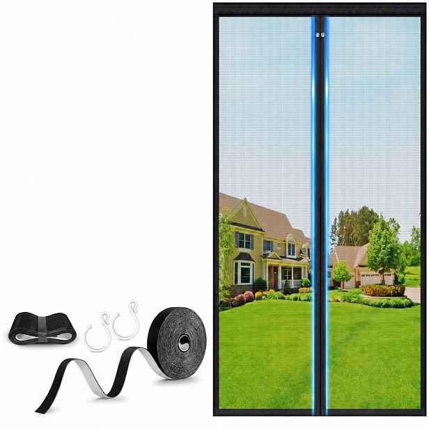 Moskytiéra Hofudon 90x220 cm magnetická ze skleněných vláken, černá