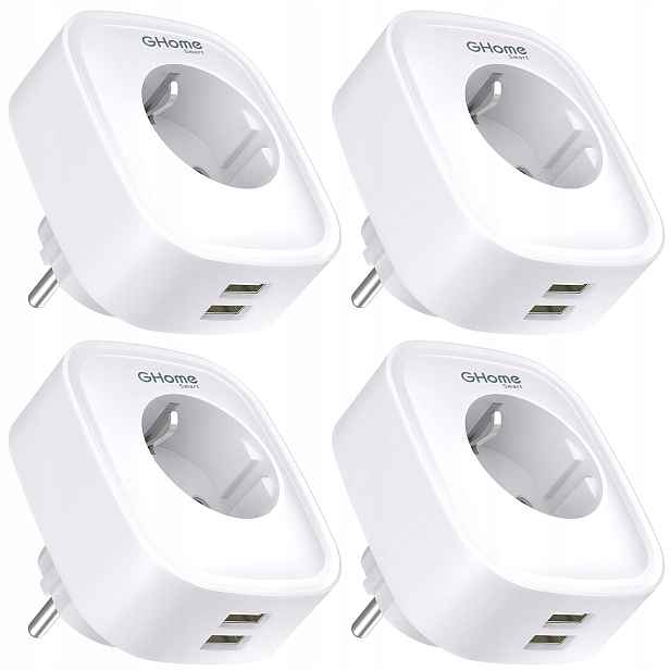 4x Inteligentní Zásuvka S Měřením Energie Gohome Alexa 2x Usb 4 Kusy