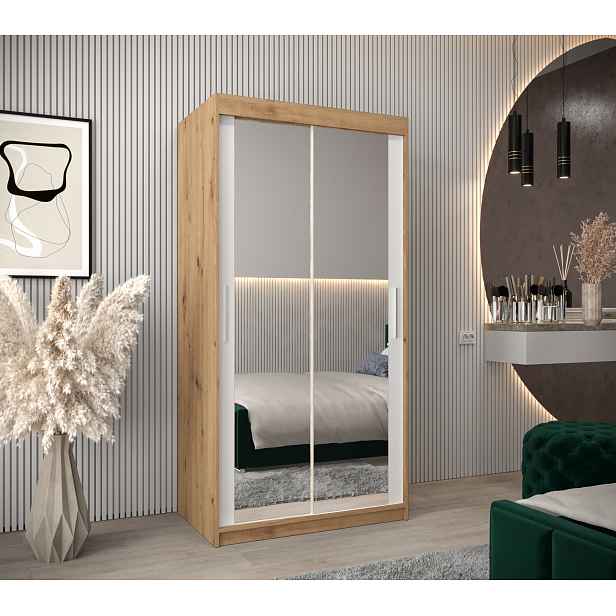 Šatní skříň Abi T3 Barva korpusu: Černá, Rozměry: 180 cm, Dveře: Dub artisan