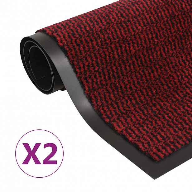 vidaXL Protiprachové rohožky 2 ks obdélník všívané 80 x 120 cm červené