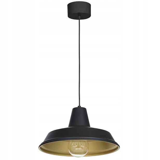 Závěsná lampa loft industriální černá zlatá kulatá 36 cm do kuchyně Luminex