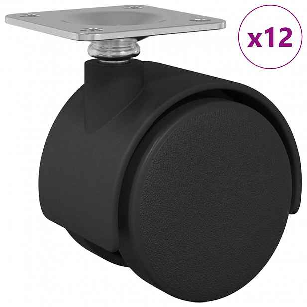 vidaXL Otáčecí kolečko 12 ks Černá 39,5 x 39,5 x 37,8 mm Železo a PP