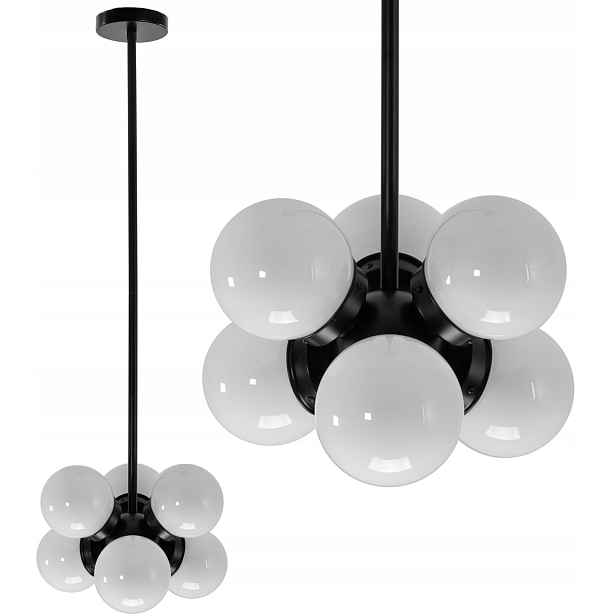 Závěsné Stropní Svítidlo Kov Bílé Koule Loft Black Do Pokoje