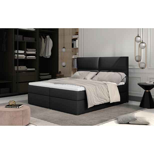 Boxspring PILANSI 06 160x200, černá ekokůže