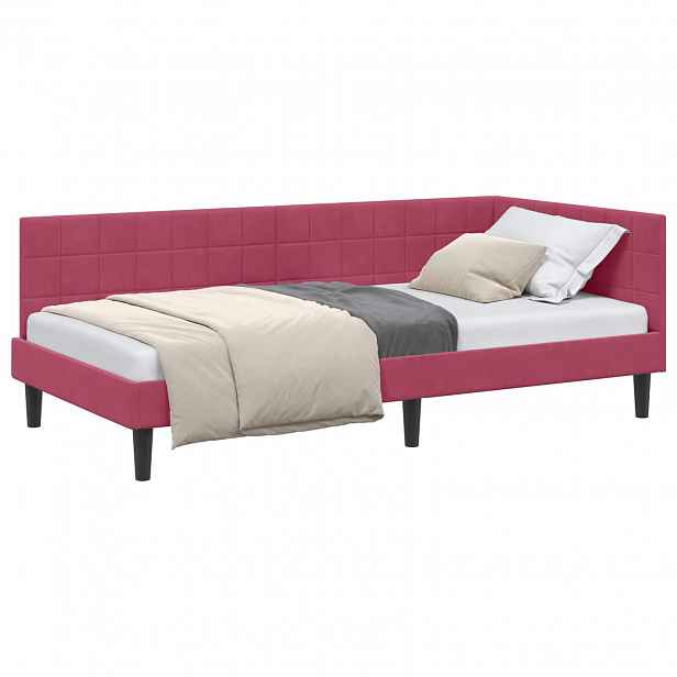 vidaXL Rohový rám postele Víno Červené 90 x 190 cm samet