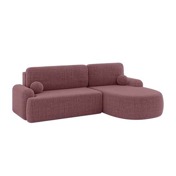 ALTDECOR ROHOVÁ SEDAČKA s funkcí spaní a úložným prostorem LIRA-L - 264x172x89 starorůžová