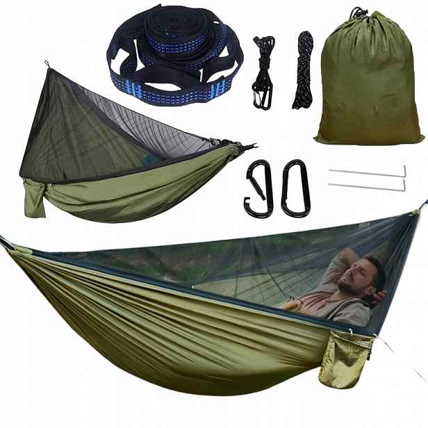 Dvoupostelová Hamaka S Moskytiéra Turistická Survivalová Cestovní 290*140 CM