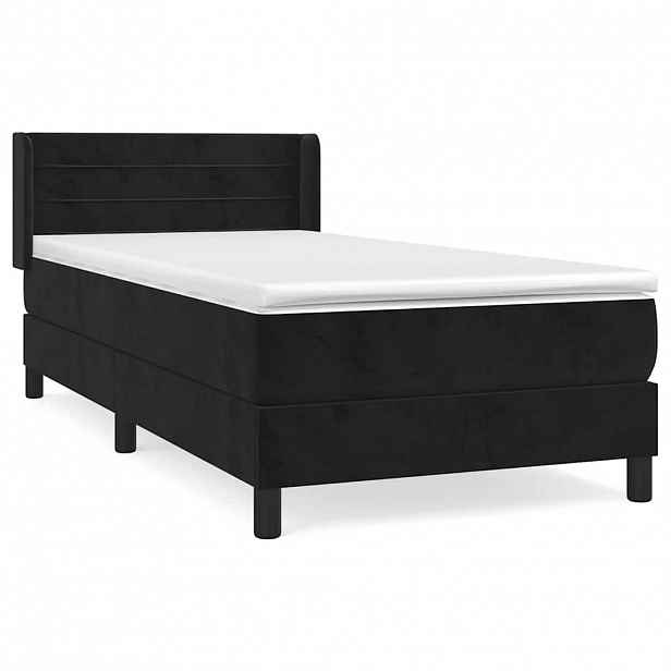 vidaXL Box spring postel s matrací černá 90x200 cm samet