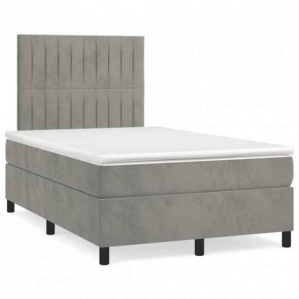 vidaXL Box spring postel s matrací světle šedá 120 x 200 cm samet